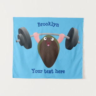 Funny mussel arbeitet an Cartoon Illustration Wandteppich