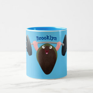 Funny mussel arbeitet an Cartoon Illustration Zweifarbige Tasse