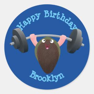 Funny mussel erarbeitet Cartoon Illustrationsklamm Runder Aufkleber