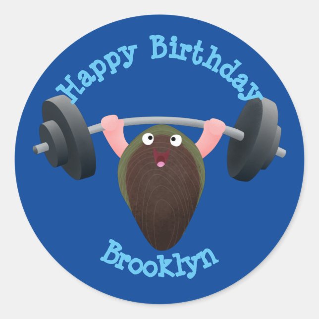 Funny mussel erarbeitet Cartoon Illustrationsklamm Runder Aufkleber (Vorderseite)