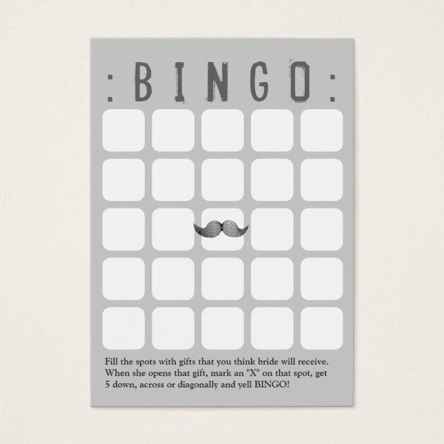Funny Mustache 5x5 Graue Bingokarte (Vorderseite)