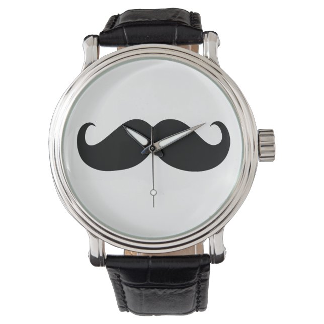 Funny Mustache Armbanduhr (Vorderseite)
