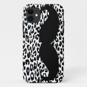 Funny Mustache auf Leopard Skin (Schwarz und Weiß) Case-Mate iPhone Hülle