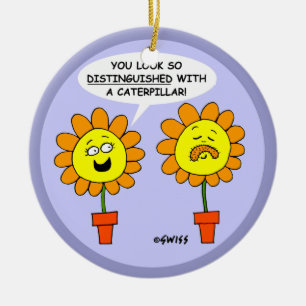 Funny Mustache Blume Cartoon Weihnachten Keramik Ornament