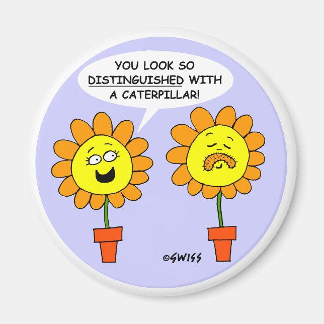 Funny Mustache Cartoon Round Magnet (Vorne)