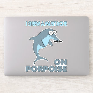 Funny Mustache Dolphin Aufkleber