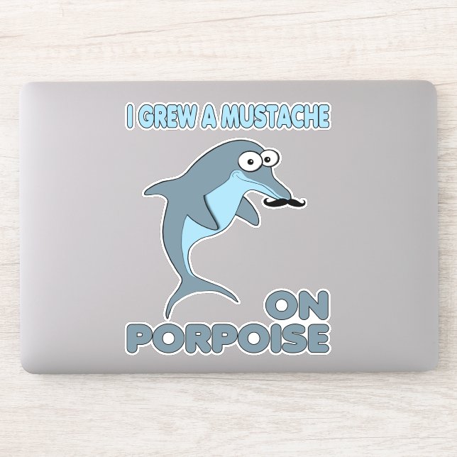 Funny Mustache Dolphin Aufkleber (Computer)