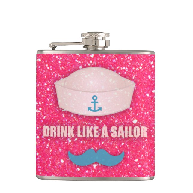 Funny Mustache Drink wie eine Seelenflasche Flachmann (Vorderseite)