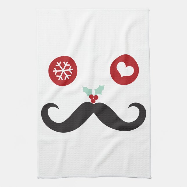 Funny Mustache Face Snowflake Weihnachtsfeiertag Handtuch (Vertikal)