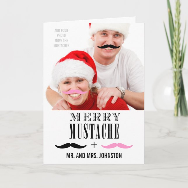 Funny Mustache First Christmas Feiertagskarte (Vorderseite)