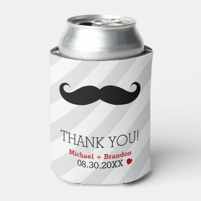 Funny Mustache Gay Gastgeschenk Hochzeit Dosenkühler (Kanne Vorderseite)