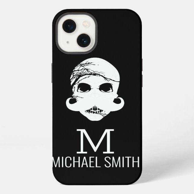 Funny Mustache Monogram iPhone Hülle (Rückseite)