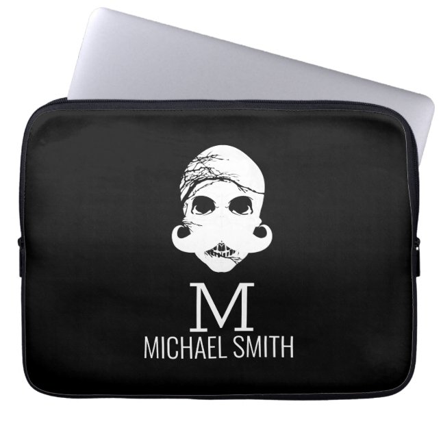Funny Mustache Monogram Laptopschutzhülle (Vorderseite)