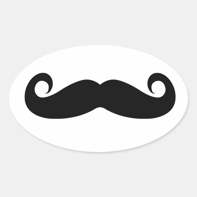 Funny Mustache Ovaler Aufkleber (Vorderseite)