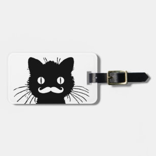 FUNNY MUSTACHE, SCHWARZE KATZE GEPÄCKANHÄNGER