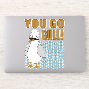 Funny Mustache Seagull You Go Gull Aufkleber