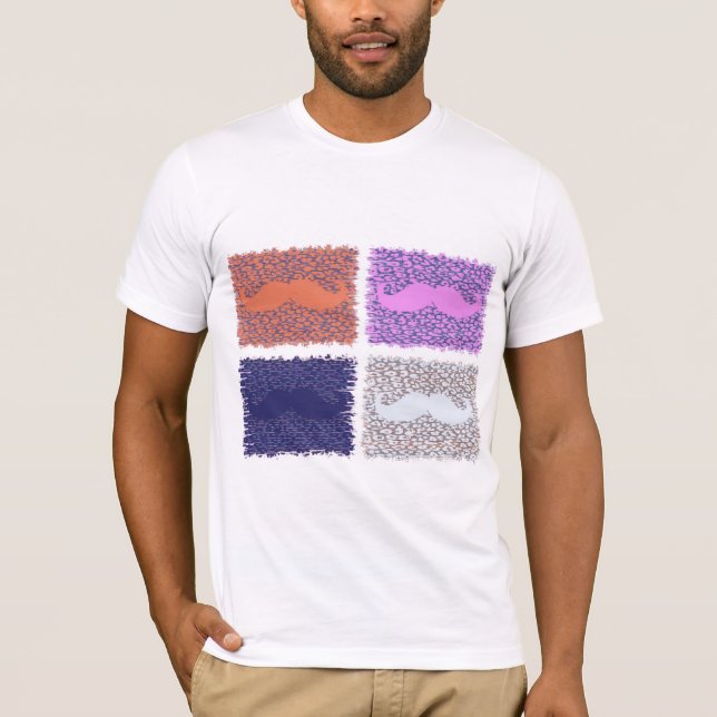 Funny Mustache über Leopard Skin 8 T-Shirt (Vorderseite)
