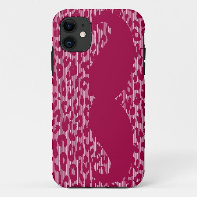 Funny Mustache über Leopard Skin Case-Mate iPhone Hülle (Rückseite)