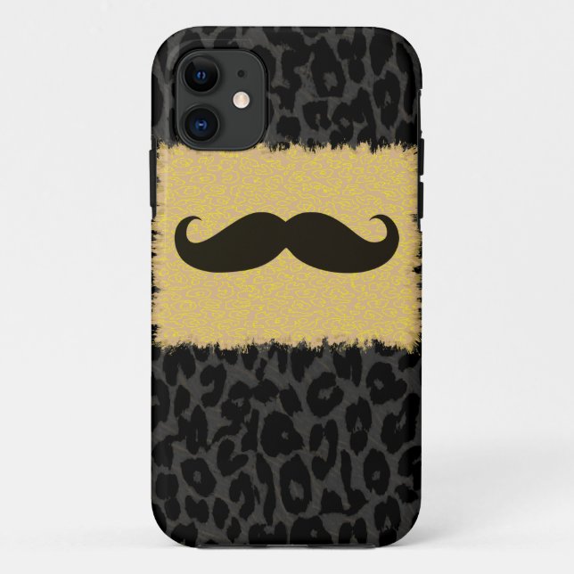 Funny Mustache und Leopard Print Case-Mate iPhone Hülle (Rückseite)