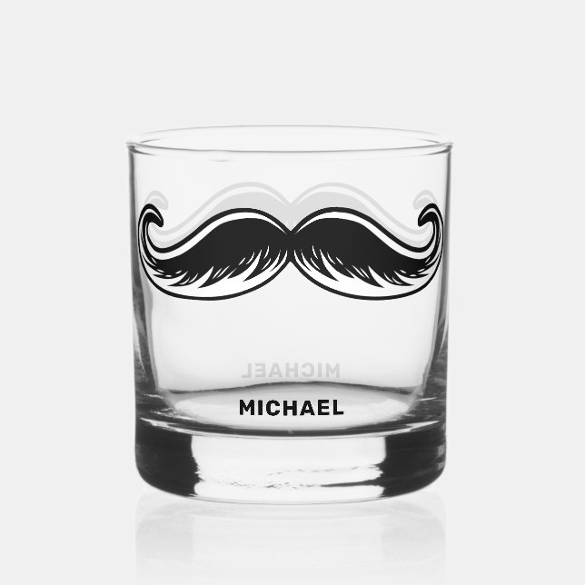 Funny Mustache Whiskyglas (Vorderseite)