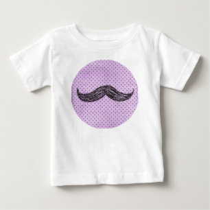 Funny Mustache Zeichne mit Lila Polka-Punkten Baby T-shirt