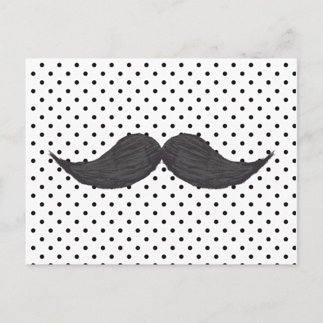 Funny Mustache Zeichnend und schwarze Polka Punkte Postkarte (Vorderseite)