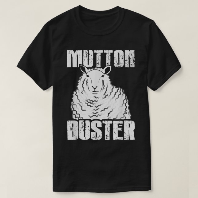 Funny Mutton Buster Sheep Rodeo Humor Design T-Shirt (Design vorne)