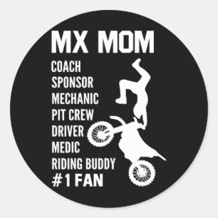 Funny Mx Mama Dirt Bike Motocross Reiten Buddy Mot Runder Aufkleber