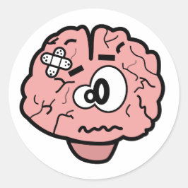 Funny My Brain Hurts Doctor Cartoon Runder Aufkleber