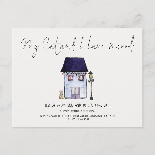 Funny My Cat und ich haben verschoben Script neue  Ankündigungspostkarte (Vorderseite)