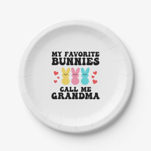 Funny My Liebes Bunnies nennt mich Großmutter Mutt Pappteller (Vorderseite)