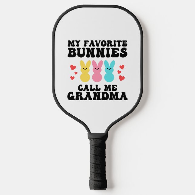 Funny My Liebes Bunnies nennt mich Großmutter Mutt Pickleball Schläger (Vorderseite)