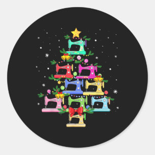 Funny Nähen Weihnachten Baum Weihnachtsschmuck Wom Runder Aufkleber