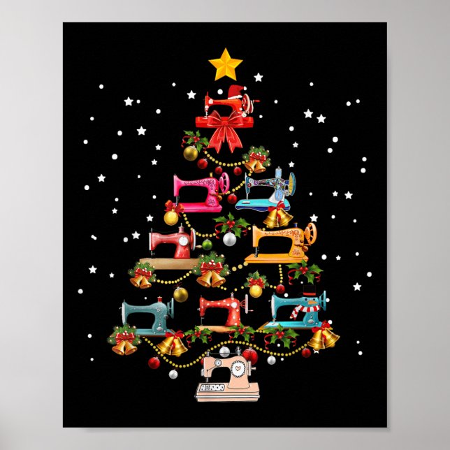 Funny Nähmaschine Weihnachten Baum Weihnachten Poster (Vorne)