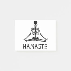 Funny Namaste Skeleton Yogull Halloween T-Shirt Post-it Klebezettel