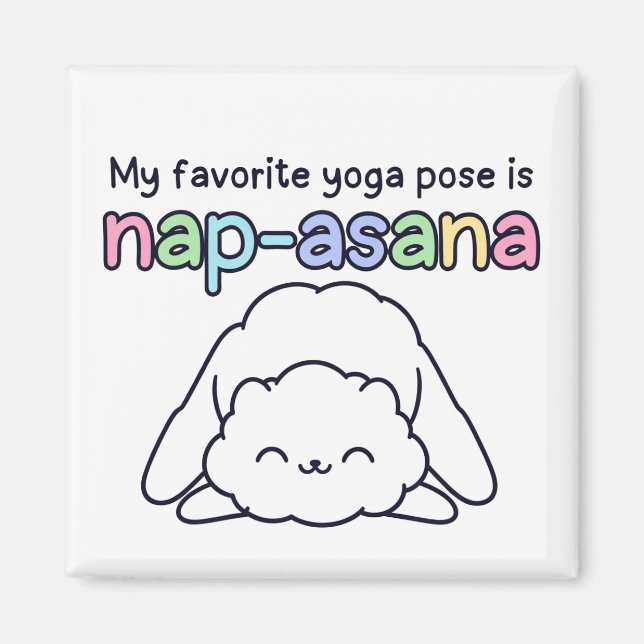 Funny "Nap-asana" Sleepy Cloud Yoga Pose Magnet (Vorne)