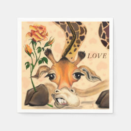Funny Napkins Giraffe mit Rose - Benutzerdefiniert Serviette