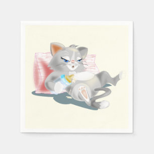 Funny Napkins mit Baby Cat - individuell anpassbar Serviette