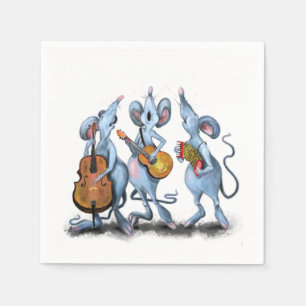 Funny Napkins mit der Maus Music Band - individuel Serviette