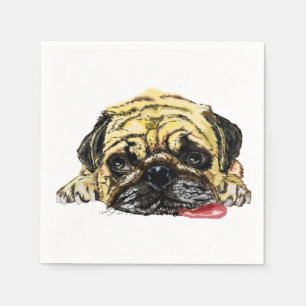 Funny Napkinswith Mops Dog - Anpassbar Serviette