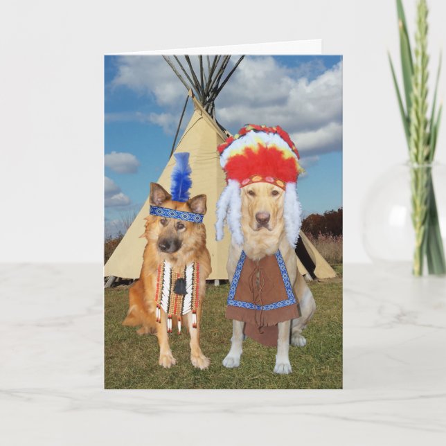 Funny Native American Dogs Valentine Feiertagskarte (Vorderseite)