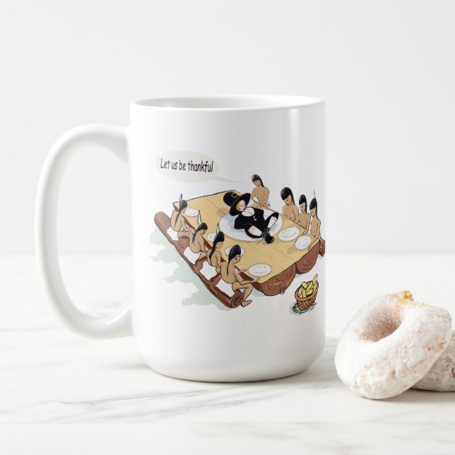 Funny Native American Erntedank Tasse (Mit Donut)