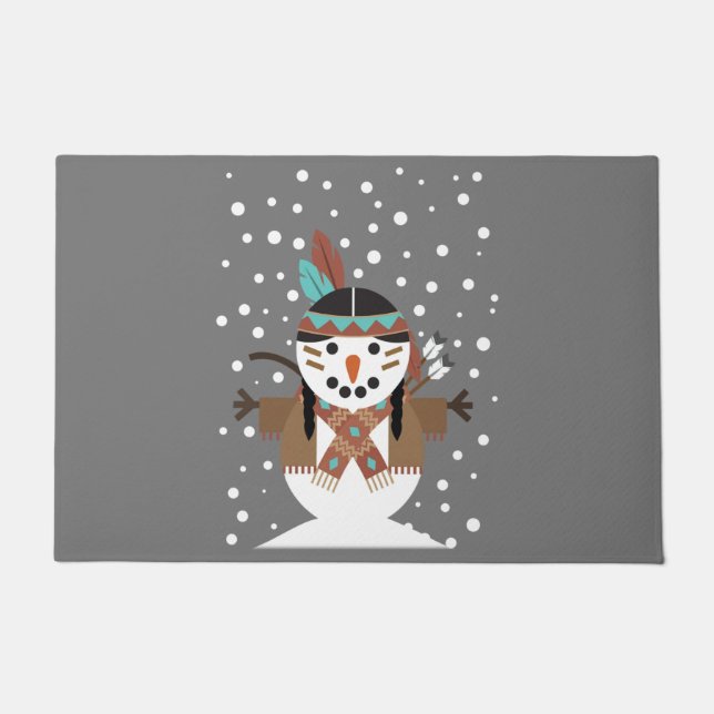 Funny Native American Weihnachtsbaumdekorationen Fußmatte (Vorderseite)