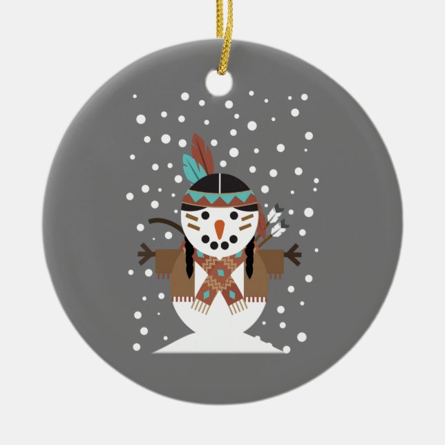 Funny Native American Weihnachtsbaumdekorationen Keramik Ornament (Vorne)