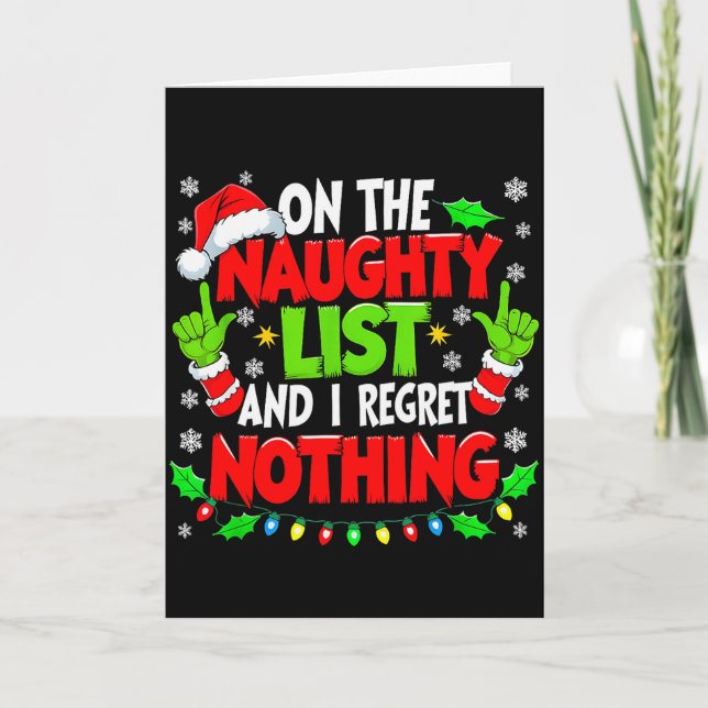 Funny Naughty List Christmas  Karte (Vorderseite)