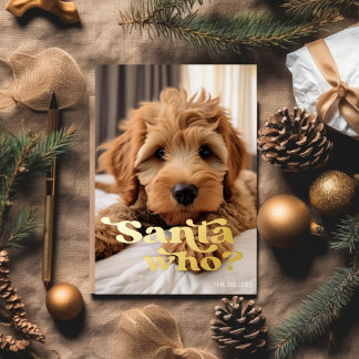 Funny Naughty Nice Dog Pet Minimalistische Weihnac Folien Feiertagskarte