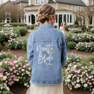 Funny Nauti Bride Blue Modern Calligraphy Jeansjacke