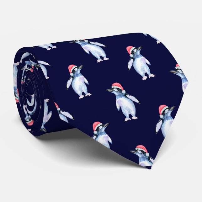 Funny Navy Blue Pinguin Krawatte für Tierfreunde (Gerollt)