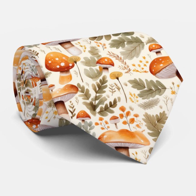 Funny Neck Tie mit Mushroom Pattern Krawatte (Gerollt)