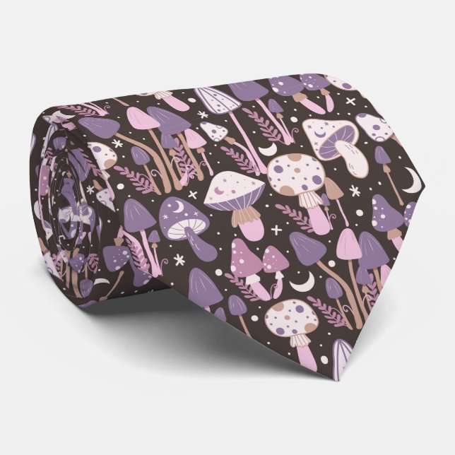 Funny Neck Tie mit Mushroom Pattern Krawatte (Gerollt)